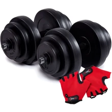 Гантель Iron Body битумные 2x18.5 кг с перчатками: Вес гантели, кг 18.5