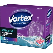 Таблетки Vortex all in 1 для посудомоечных машин 40 шт.: Тип средства Таблетки