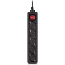 Сетевой фильтр REAL-EL RS-Protect M Black, 5 розеток, 10м (EL122300037): Количество розеток, шт 5