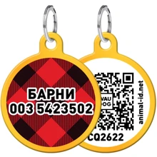 Адреснік WAUDOG Smart ID з QR-паспортом, малюнок "Шотландка", коло, 30 мм, золото: Виробник WAUDOG