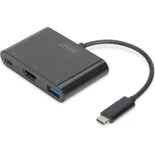 Адаптер Digitus Adapter USB-C to HDMI+USB+USB-C Black (DA-70855): Колір черный