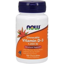 Now Foods Chewable Vitamin D-3 1000 IU Вітамін Д3 з фруктовим смаком 180 жувальних таблеток: Тип вітамін D