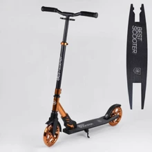 Самокат алюмінієвий Best Scooter колеса PU, 1 амортизатор передній, анодирувана фарбування Black / Orange (99636): Кількість коліс 2