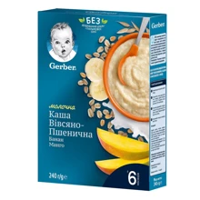 Каша молочная Gerber овсяно-пшеничная с манго и бананом 240 г (1100410): Тип Каши молочные