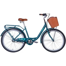 Велосипед Dorozhnik ST 26" LUX планет рама с багажником задн St с корзиной Pl с крылом St 2024 (изумрудный(м)) (OPS-D-26-254): Материал рамы Сталь