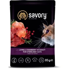 Влажный корм Savory Lamb&Cranberry in Gravy Sterilised Cats 3+1 для стерилизованных котов с ягнёнком и и клюквой в соусе 4х85 г (SV_040546): Тип Влажный корм