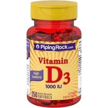 Piping Rock High Potency Vitamin D3 1000 IU 250 Softgels Высокоэффективный комплекс витамина D3: Тип Витамин D