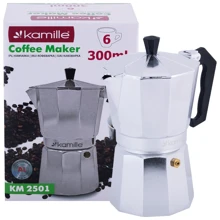 Кофеварка гейзерная Kamille KM-2501 300мл/6 порций: Цвет серебристый