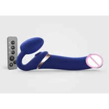Безремневой вибрострапон с вакуумной стимуляцией Strap-On-Me Multi Orgasm - L - Blue: Для кого Для женщин