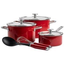 Набір посуду KitchenAid Steel Core 8 предметів 16/20/24 см 1.3/3.7/6 л червоний (CC004920-001): Матеріал корпусу емальована сталь