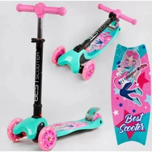 Детский трехколесный самокат с фарой Best Scooter Maxi L-8711 Розовый: Количество колес 3