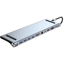 Адаптер Dynamode Adapter USB-C to HDMI+VGA+4xUSB3.0+RJ45+USB-C+3.5mm+SD+microSD Gray (BYL-2003): Колір серый