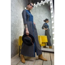 Платье FLFashion Френсис УПФ 3002 44 темно-серое повседневное удлиненное миди: Состав Полиэстер, Лен