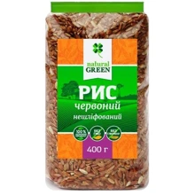 Рис красный цельнозерновой нешлифованный, Natural Green, 400 г (WT3149): Вес нетто 400 г