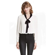 Блуза H&M 4014794 46 белая с длинным рукавом: Сезон Лето