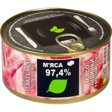 Мясо индейки в собственном соку ГОСТ ТМ Zdorovo ж / б , 325 г (WT3112): Вес нетто 325 г