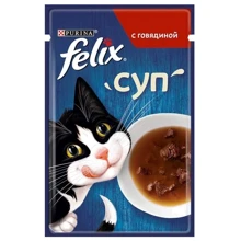 Влажный дополнительный корм FELIX Суп для взрослых кошек с говядиной 48 г (7613036632294): Тип Влажный корм