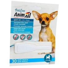 Капли на холку AnimAll VetLine spot-on для собак 0.8 мл от 1.5 до 4 кг (48)20150201913: Тип Капли