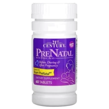 21st Century PreNatal with Folic Acid Вітамінно-мінеральний комплекс для вагітних та годуючих з фолієвою кислотою 60 таблеток: Тип Мультивитамины