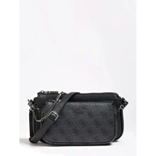 Женская сумка кросс боди Guess Mika Double Pouch Crossbody темно-серая (HWSM7967700-COA): Пол Женский