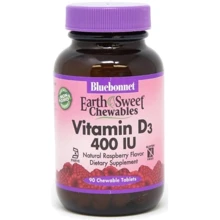 Bluebonnet Nutrition Vitamin D3 400IU Earth Sweet Chewables Natural Rasberry flavor Витамин Д3 90 жевательных таблеток: Тип Витамин D