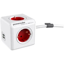 Сетевой фильтр Allocacoc Powercube Extended на 4 розетки + 2 USB красный (1402RD/DEEUPC): Количество розеток, шт 4