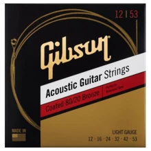 Струна для гитар Струны для акустических гитар GIBSON SAG-CBRW12 COATED 80/20 BRONZE ACOUSTIC GUITAR STRINGS LIGHT: Тип Комплект струн