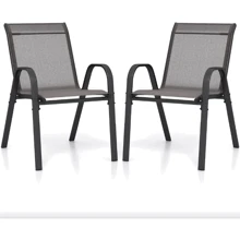 Комплект садовых стульев Costway Patio с подлокотниками серый 2 шт (5900779837670): Вид Стул