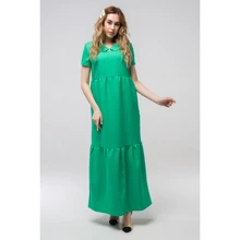 Платье FLFashion Кураж ППК 2181 44 зеленое повседневное длинное макси: Состав Лен