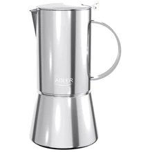 Кофеварка гейзерная Adler AD 4419, 350 мл: Цвет нержавеющая сталь