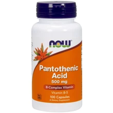 NOW Foods PANTOTHENIC ACID 500 mg 100 CAPS Пантотеновакислота: Тип вітамін B