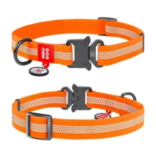 Нашийник для собак водостійкий WAUDOG Waterproof з QR-паспортом світловідбивний металева пряжка-фастекс XXL Ш 40 мм Дл 43-70 см оранжевий (26174): Виробник WAUDOG