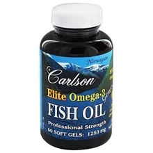 Carlson Labs Elite Omega-3 Gems 1250 mg 60 Soft Gels Lemon Омега-3: Тип Омега 3