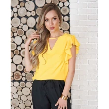Блуза ISSA PLUS 11701 42 желтая с коротким рукавом: Сезон Лето
