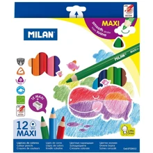 Олівці кольорові Milan 0722612 12кол., Тригранні, MAXI, + точилка: Тип кольорові