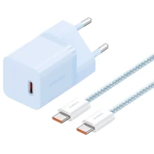 Зарядний пристрій Baseus USB-C Wall Charger GaN5 mini 1C 30W з USB-C Cable Blue (P10110902313-00): Особливості Power Delivery (PD), USB-C, Швидка зарядка