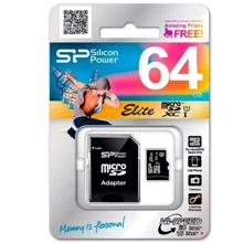 Карта памяти Silicon Power 64GB microSDXC Class 10 UHS-I U1 Elite + adapter (SP064GBSTXBU1V10SP): Тип карты microSDXC
