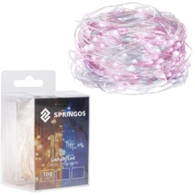 Гирлянда на батарейках Springos 9.9 м 100 LED CL0025 Cold White/Pink: Тип Линейная