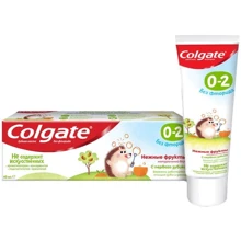 Colgate Зубная паста детская без фторида от 0 до 2 лет 40 мл: Назначение Укрепление эмали, Укрепление десен, Свежесть дыхания, Очищение, От зубного налета, Комплексная защит