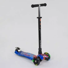 Самокат детский пластмассовый с алюминиевой трубкой руля + 4 колеса Black/Blue/Red (83268): Количество колес 4