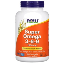 NOW Foods Super Omega 3-6-9 1200 mg 180 soft gel Супер Омега 3-6-9: Тип Омега 3-6-9
