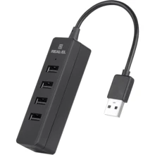 Адаптер REAL-EL Adapter USB to 4xUSB2.0 HQ-154 Black (EL123110007): Колір черный