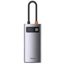 Адаптер Baseus Adapter Metal Gleam Series USB-C to 4хUSB3.0+USB-C Gray (WKWG070013): Колір серый