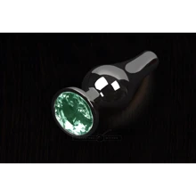 Пикантные Штучки, Маленькая графитовая анальная пробка с кристаллом - 8.5x3 см, изумрудный: Для кого Унисекс