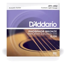 Струна для гитар Струны для акустической гитары D'ADDARIO EJ26 PHOSPHOR BRONZE CUSTOM LIGHT (11-52): Тип Комплект струн