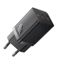 Зарядний пристрій Baseus Wall Charger 2xUSB-C GaN5 Pro 40W Black (CCGP180101): Особливості Быстрая зарядка, USB-C
