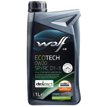 Моторное масло WOLF ECOTECH 0W20 SP/RC D1-3 1Lx12: Тип Синтетическое