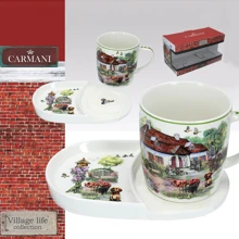 Кухоль Carmani з підставкою для десерту Білий дворик 300 ml (041-0044): Виробник Carmani