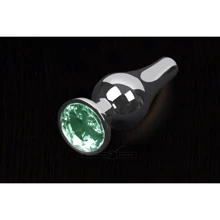 Пикантные Штучки, Серебристая анальная пробка с кристаллом - 8.5x3 см, изумрудный: Для кого Унисекс