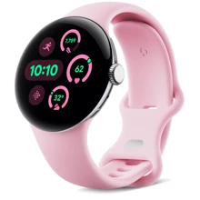 Смарт-часы Google Pixel Watch 3 41mm LTE Polished Silver Aluminum Case with Rose Quartz Active Band: Дисплей 1.2" AMOLED (408x408) / 320 ppi / Custom 3D Corning Gorilla Glass 5